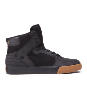 Mens Supra High Top Shoes VAIDER Black/Black/gum | AU-49642